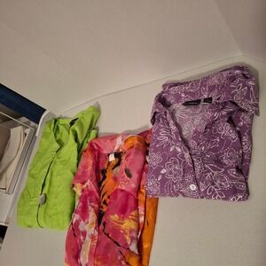 Womens 3X Blouse Lot of 3 Ali Miles Gloria Lance Erika Button Up Tops
